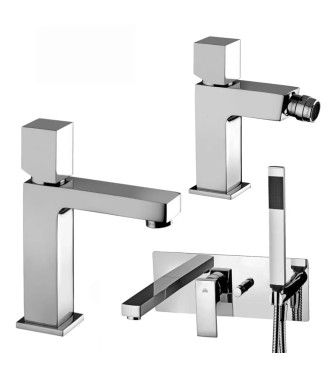 Set miscelatore lavabo medio e bidet con leva cubo con incasso vasca cromato - Elle di Paffoni