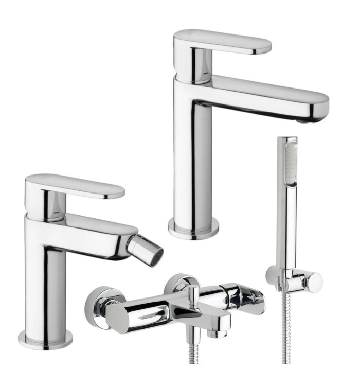 Set miscelatore lavabo e bidet con esterno vasca cromato - Candy di Paffoni