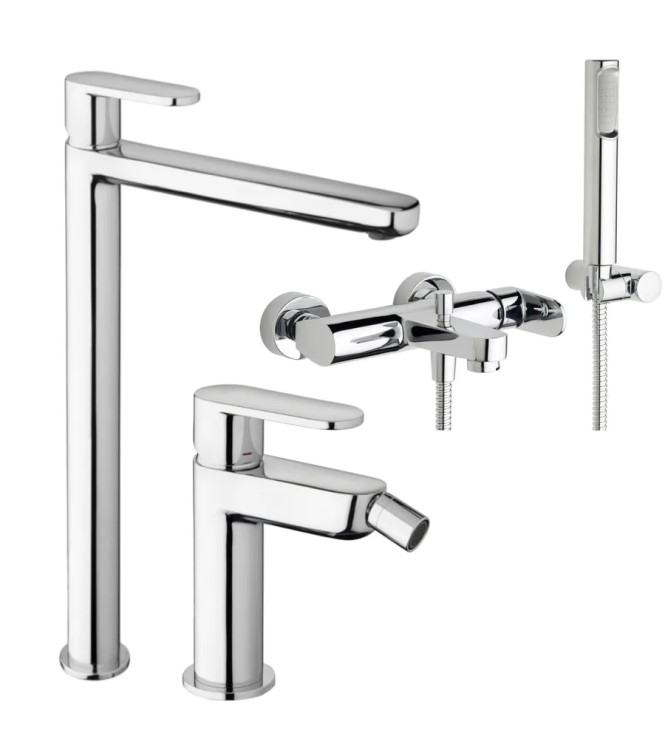 Set miscelatore lavabo prolungato e bidet con esterno vasca cromato - Candy di Paffoni