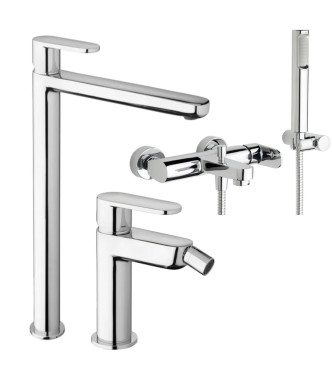 Set miscelatore lavabo prolungato e bidet con esterno vasca cromato - Candy di Paffoni
