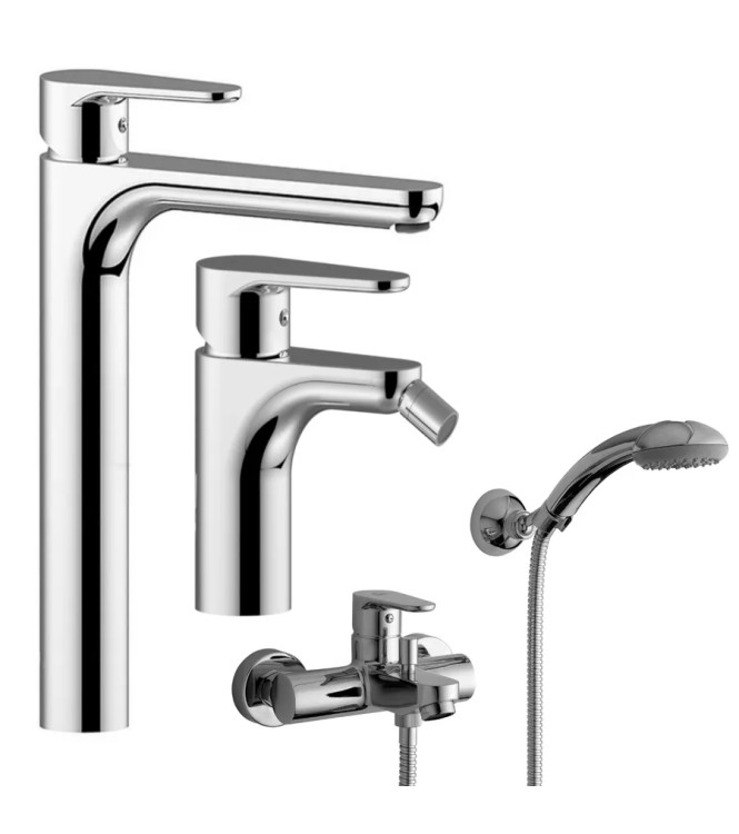 Set miscelatore lavabo prolungato e bidet con esterno vasca cromato - Green di Paffoni
