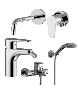 Set miscelatore lavabo con bocca 17,8 cm e bidet con esterno vasca cromato - Green di Paffoni