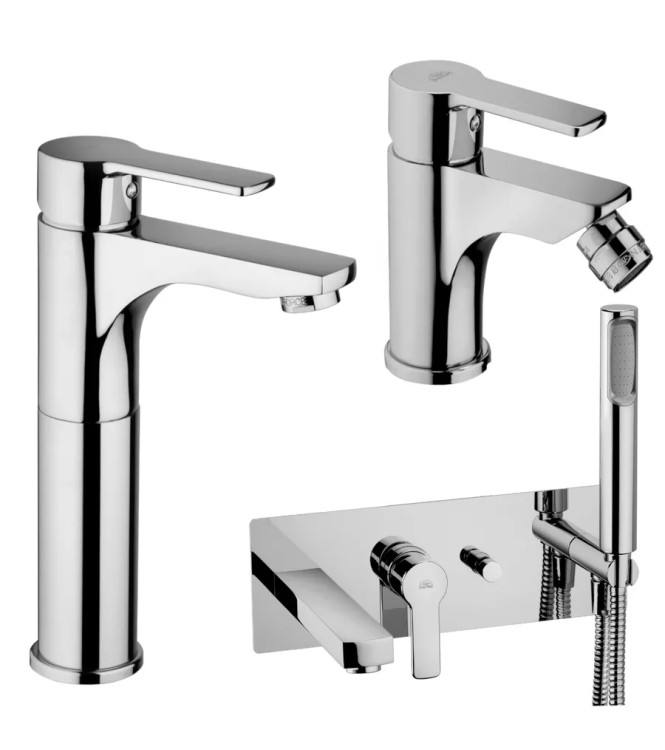 Set miscelatore lavabo prolungato e bidet con incasso vasca cromato - Red di Paffoni