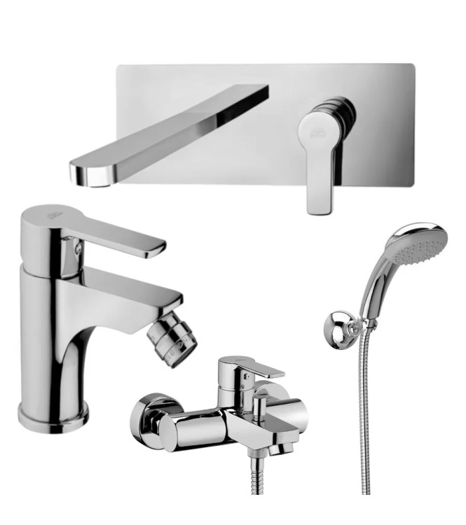 Set miscelatore lavabo bocca 24 cm e bidet con esterno vasca cromato - Red di Paffoni
