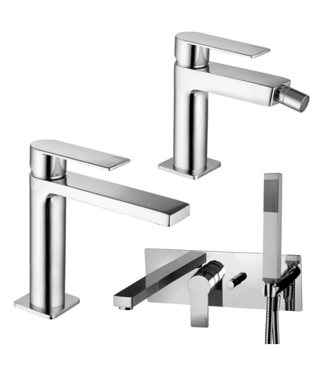 Set miscelatore lavabo e bidet con incasso vasca cromato - Tango di Paffoni