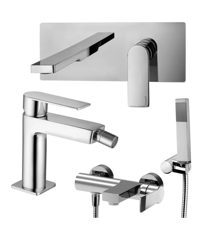 Set miscelatore lavabo bocca 24 cm con bidet ed esterno vasca cromato - Tango di Paffoni