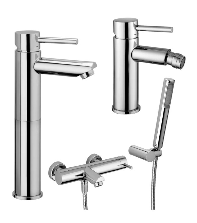 Set miscelatore lavabo prolungato e bidet con esterno vasca cromato - Stick di Paffoni