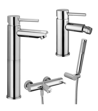 Set miscelatore lavabo prolungato e bidet con esterno vasca cromato - Stick di Paffoni