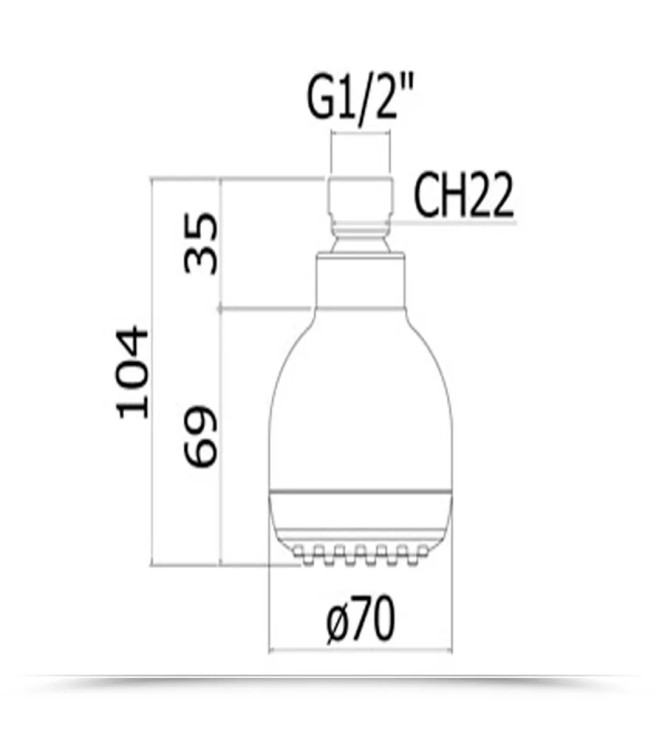 Soffione anticalcare Ø 7 cm in abs cromato - Alabama di Paffoni