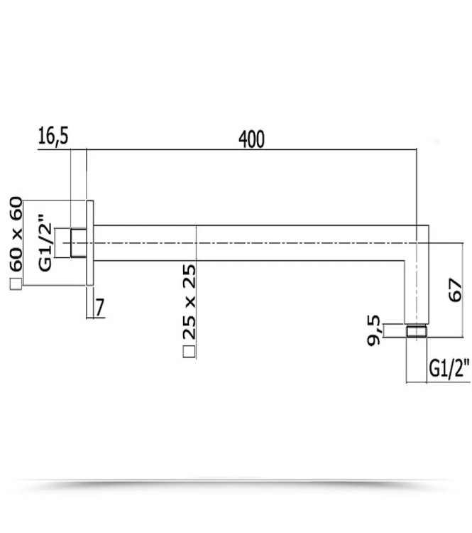 Braccio doccia inclinato 40 cm cromato - Paffoni