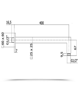 Braccio doccia inclinato 40 cm cromato - Paffoni