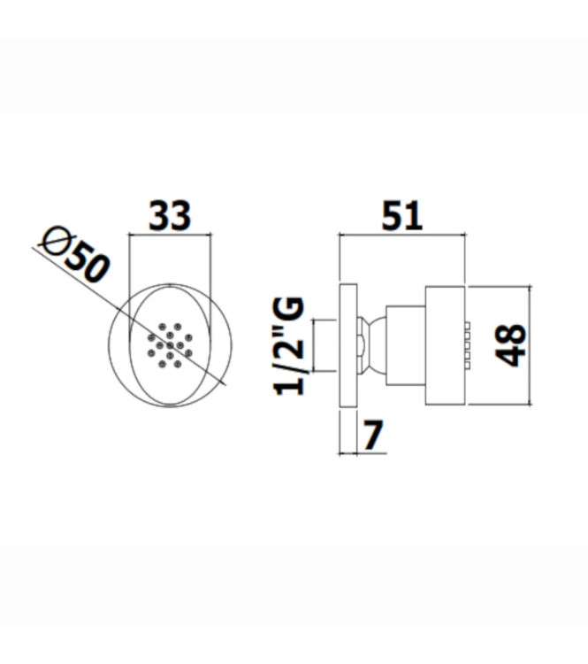 Soffione ellittico per getti laterali 4,8 x 3,3 cm in metallo cromato - Paffoni