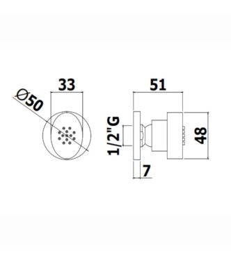 Soffione ellittico per getti laterali 4,8 x 3,3 cm in metallo cromato - Paffoni