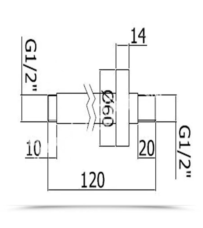 Braccio doccia a soffitto 12 cm in metallo cromato - Paffoni
