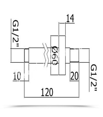 Braccio doccia a soffitto 12 cm in metallo cromato - Paffoni