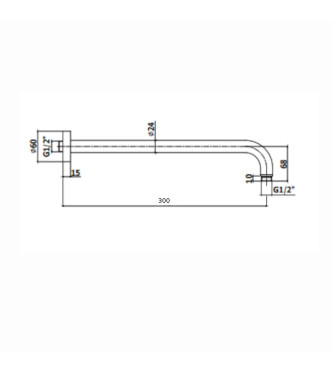 Braccio doccia lusso 30 cm nero opaco - Paffoni