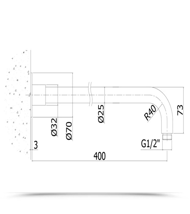 Braccio doccia Paffoni Steel tondo a parete 40 cm in acciaio inox