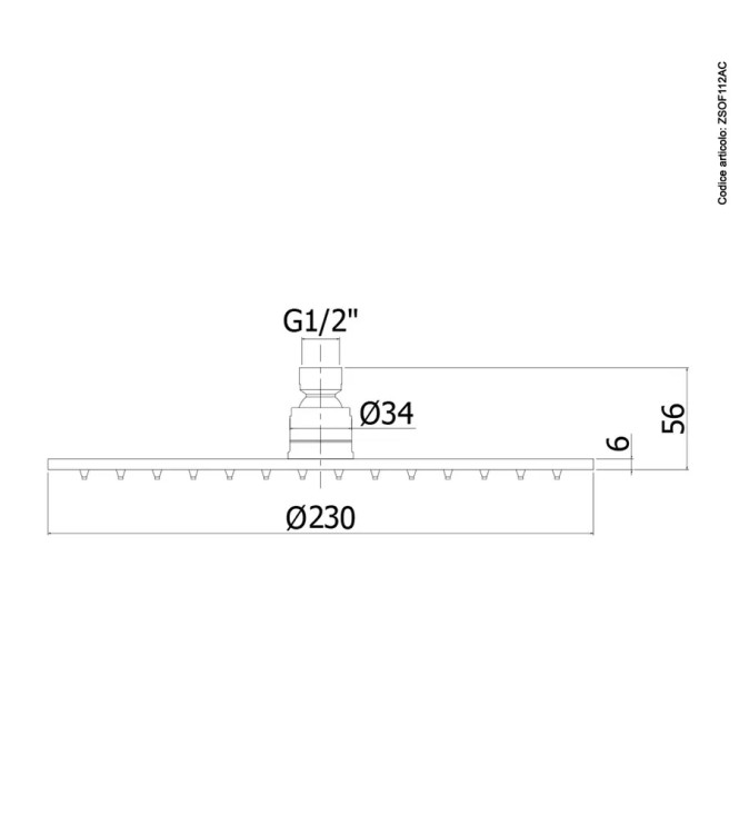 Soffione Steel Paffoni in acciaio inox diametro 230 mm ZSOF112AC