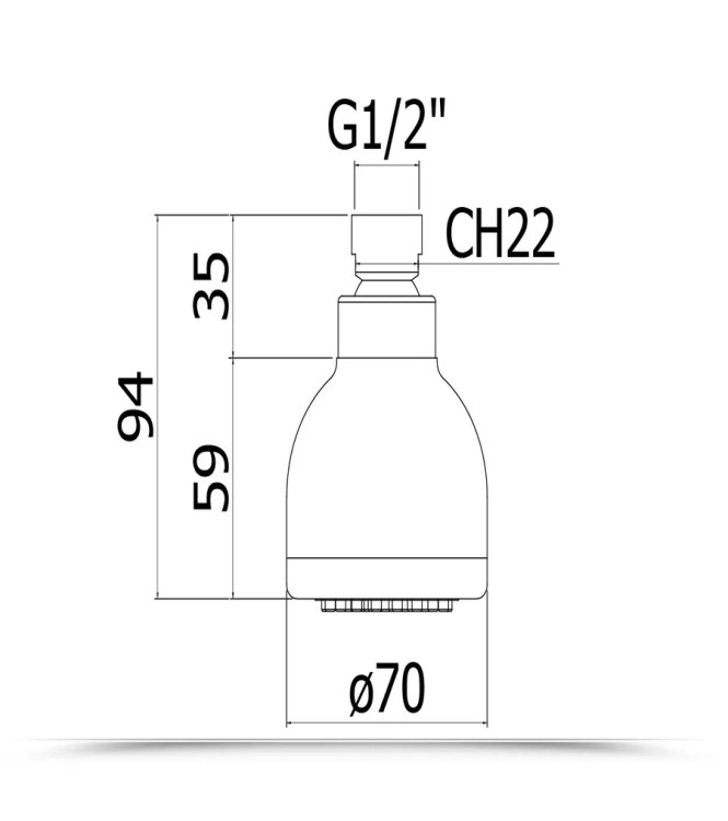 Soffione monogetto Ø 7 cm in abs cromato - Oregon di Paffoni