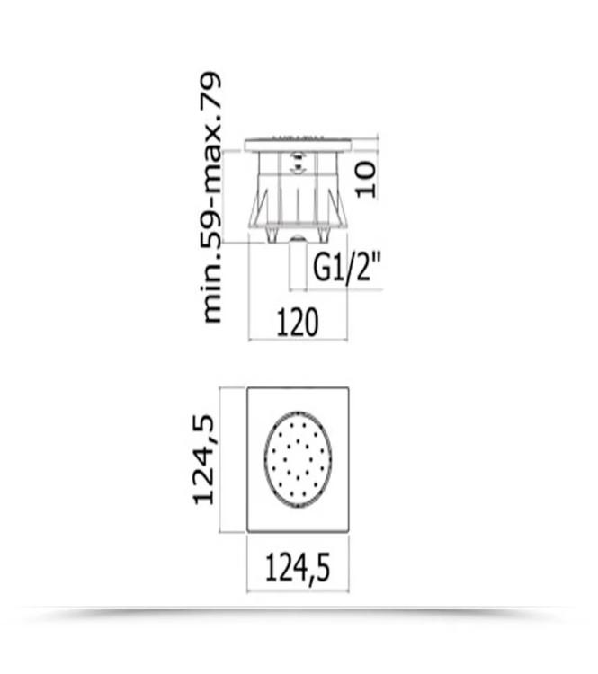 Soffione quadrato con getto orientabile 12,45 x 12,45 cm in abs cromato - Paffoni