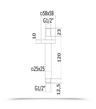 Braccio doccia 12 cm a soffitto in metallo cromato - Paffoni