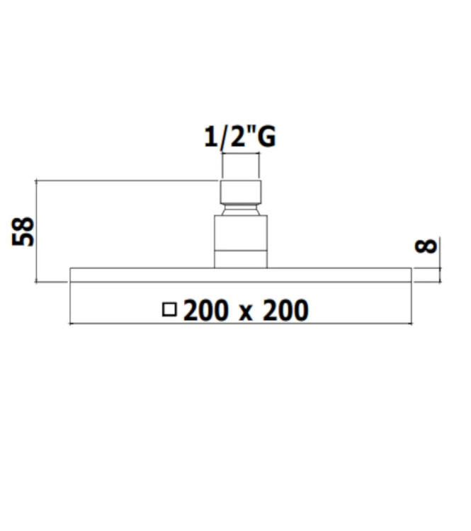 Soffione quadrato ispezionabile 20 x 20 cm in metallo nero opaco - Syncro di Paffoni