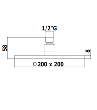 Soffione quadrato ispezionabile 20 x 20 cm in metallo nero opaco - Syncro di Paffoni