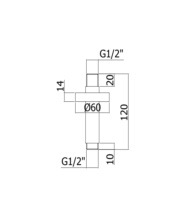 Braccio doccia 12 cm in metallo nero opaco - Paffoni