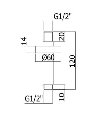 Braccio doccia 12 cm in metallo nero opaco - Paffoni