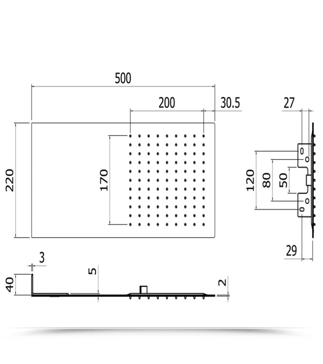 Soffione anticalcare 50 x 22 cm in metallo cromato - Slim di Paffoni
