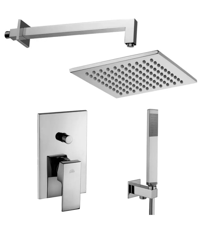 Composizione doccia design Paffoni con braccio, soffione, doccetta e miscelatore con deviatore