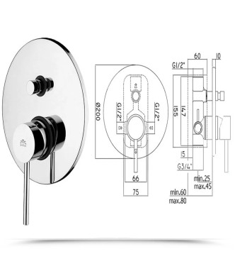 Set doccia Stick di Paffoni con miscelatore doccia con deviatore + braccio 40 cm + soffione + doccetta