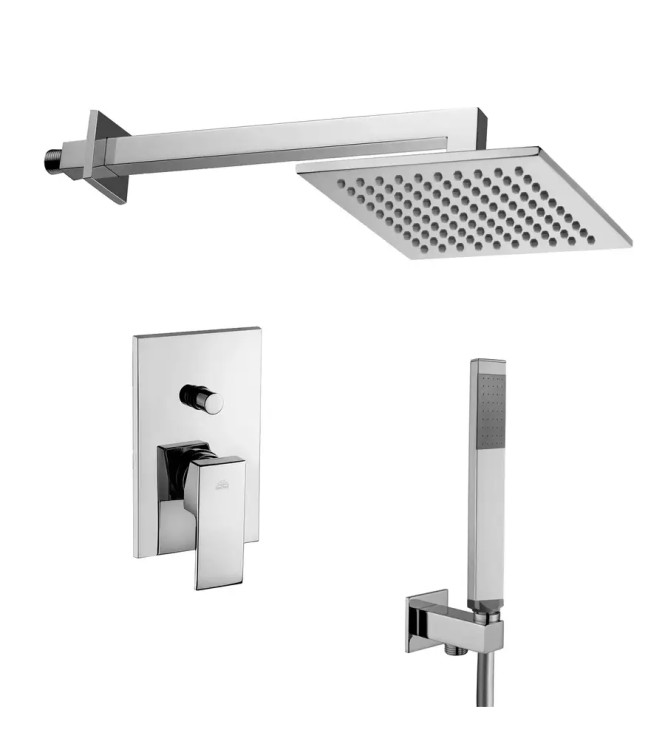 Composizione doccia Paffoni Elle con braccio, soffione, doccetta e miscelatore con deviatore