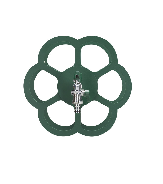 PORTA TUBO A MURO CON DOPPIO RUBINETTO VERDE