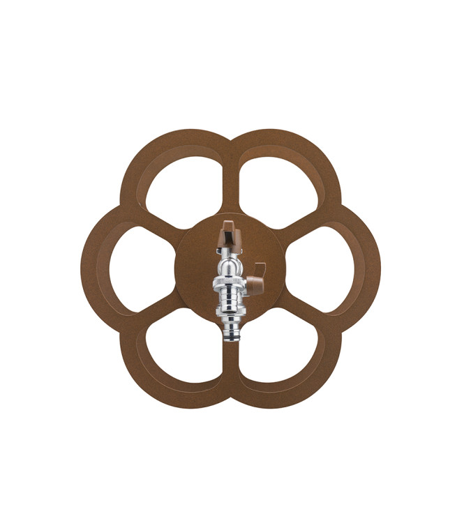 PORTA TUBO A MURO CON DOPPIO RUBINETTO RUGGINE