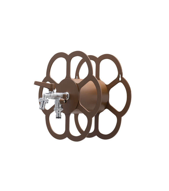 PORTA TUBO A MURO CON DOPPIO RUBINETTO RUGGINE