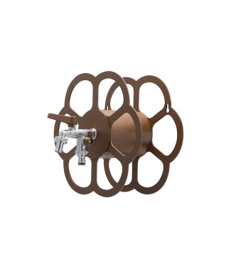 PORTA TUBO A MURO CON DOPPIO RUBINETTO RUGGINE