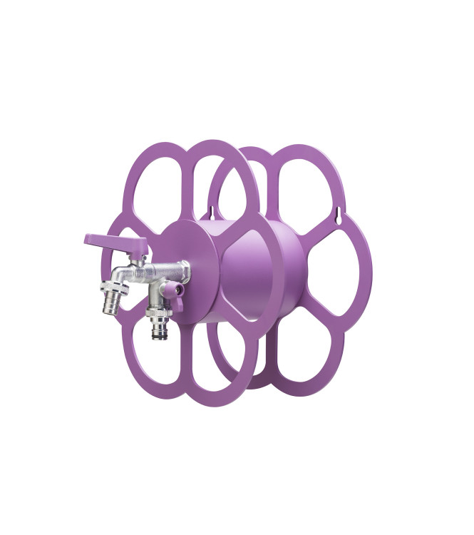 PORTA TUBO A MURO CON DOPPIO RUBINETTO VIOLA