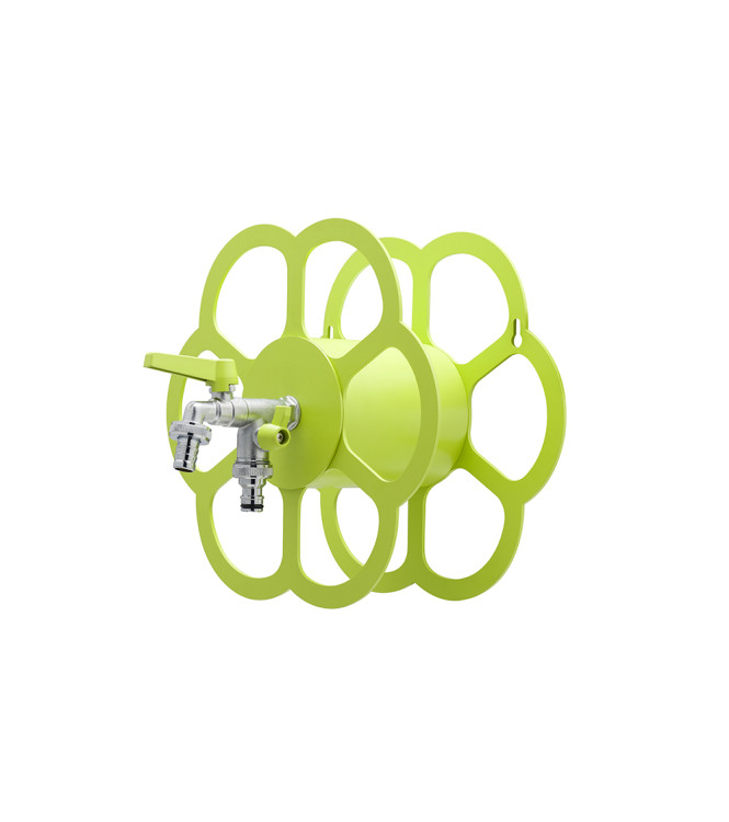 PORTA TUBO A MURO CON DOPPIO RUBINETTO VERDE ACIDO