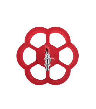 PORTA TUBO A MURO CON DOPPIO RUBINETTO ROSSO