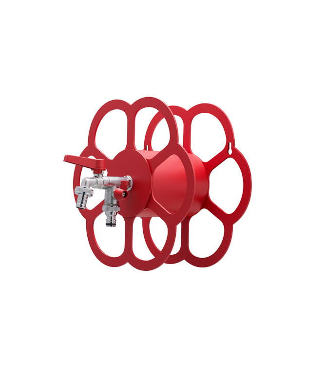 PORTA TUBO A MURO CON DOPPIO RUBINETTO ROSSO