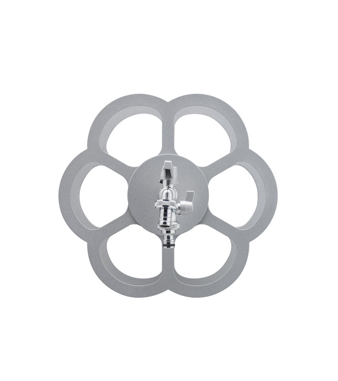 PORTA TUBO A MURO CON DOPPIO RUBINETTO ALLUMINIO