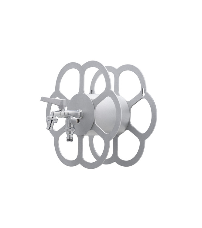 PORTA TUBO A MURO CON DOPPIO RUBINETTO ALLUMINIO