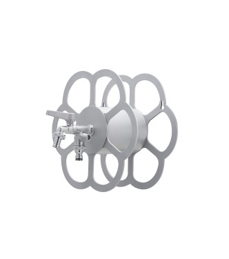 PORTA TUBO A MURO CON DOPPIO RUBINETTO ALLUMINIO