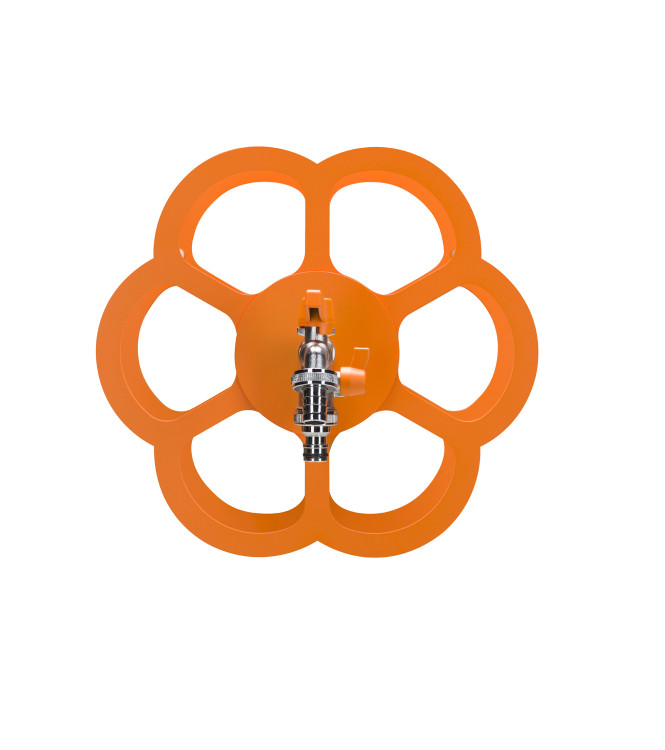 PORTA TUBO A MURO CON DOPPIO RUBINETTO ARANCIONE