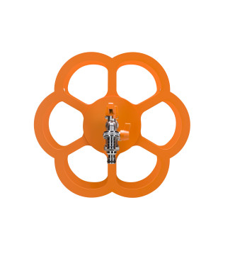 PORTA TUBO A MURO CON DOPPIO RUBINETTO ARANCIONE