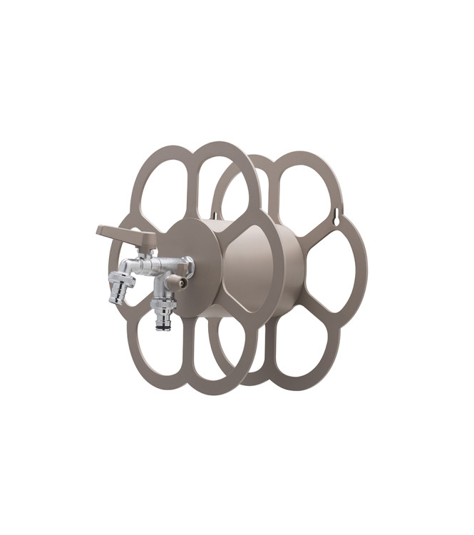 PORTA TUBO A MURO CON DOPPIO RUBINETTO TORTORA