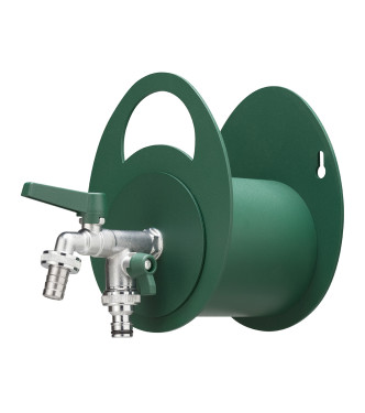 PORTA TUBO A MURO CON DOPPIO RUBINETTO VERDE