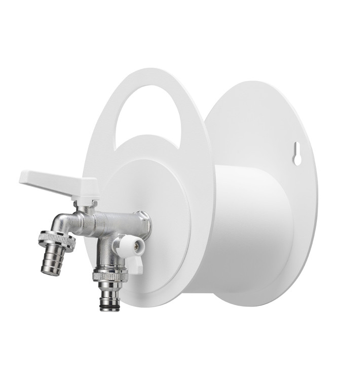 PORTA TUBO A MURO CON DOPPIO RUBINETTO BIANCO