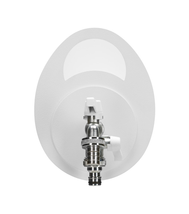 PORTA TUBO A MURO CON DOPPIO RUBINETTO BIANCO